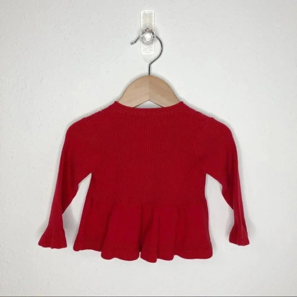NWT Mayoral Chic cardigan sweater red cable knit peplum hem size 6 months - Picture 3 of 14
